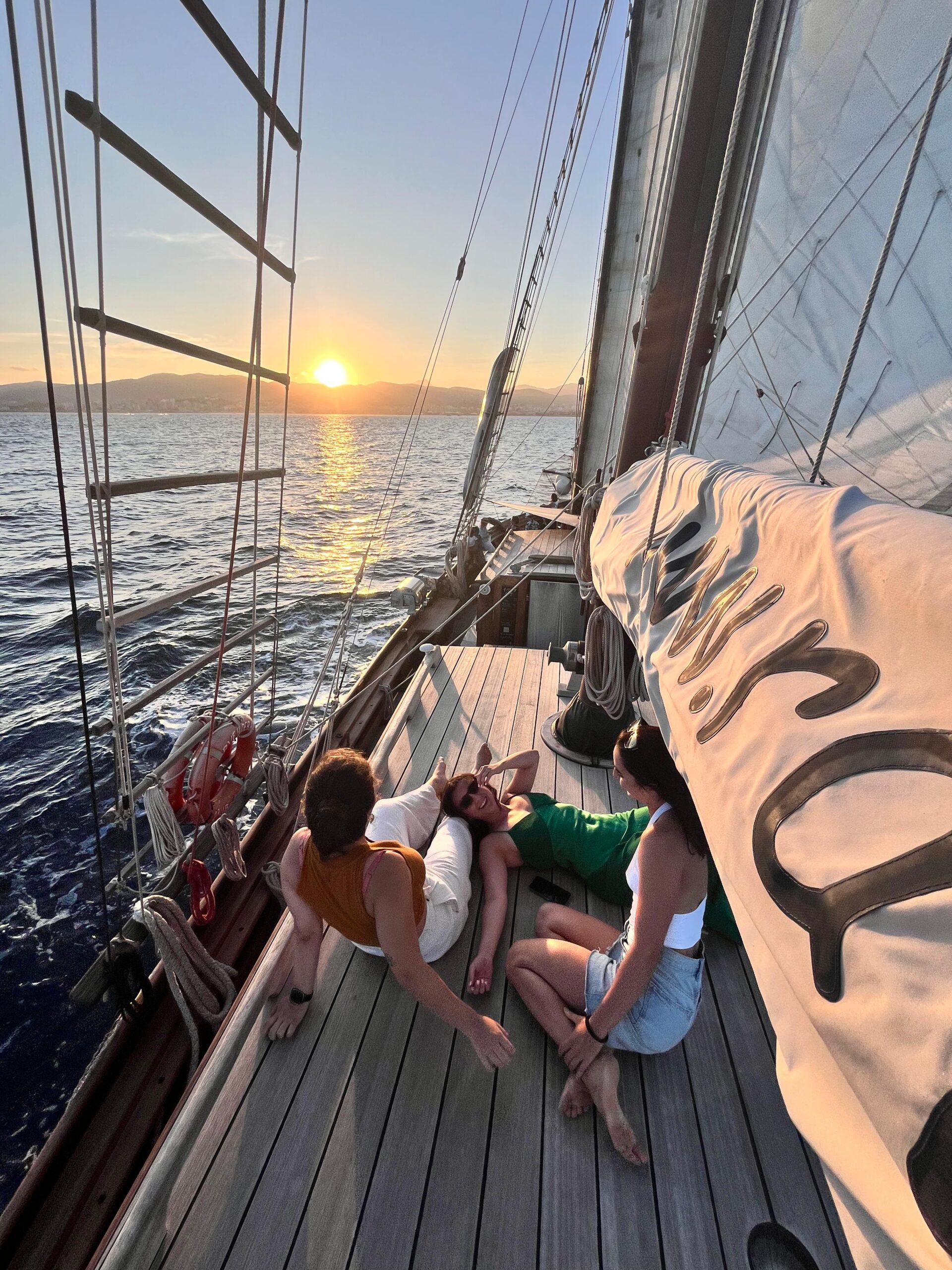 Couple relaxing aboard Rafael Verdera